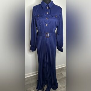 SHEIN Elegant Navy Blue Pleated Jumpsuit - Size XL (12) New w/o T